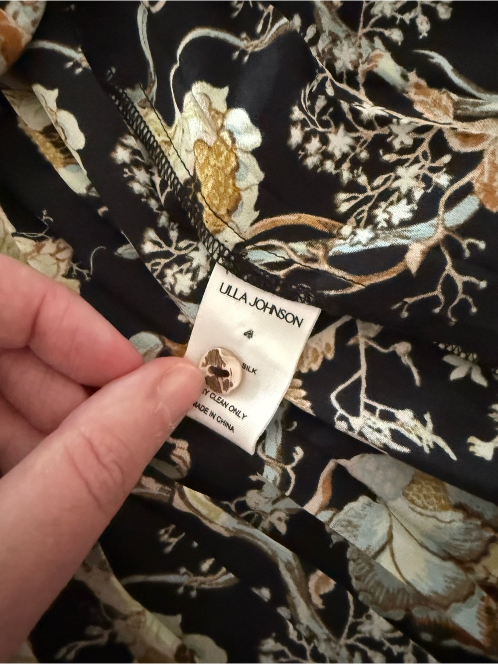 Ulla Johnson Black Floral Silk Dress - Black with yellow & Cream Floral Print - - Picture 4 of 4